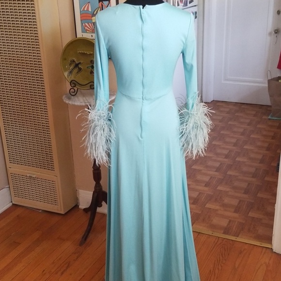 VTG Rare Lillie Rubin 700 Disco Feather Maxi Dress - Picture 8 of 8